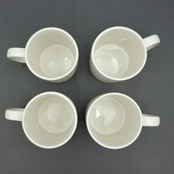 Pfaltzgraff Weave Mugs Off White Textured Embossed Basketweave Mugs Coffee Cups - Picture 3 of 9